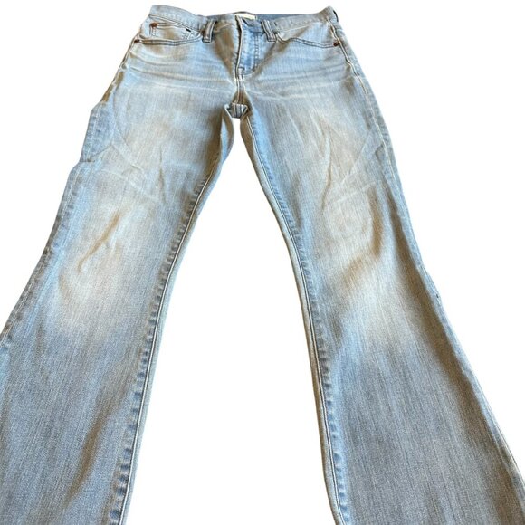 Madewell Cai Demi-Boot Cut Jeans Pants Light Wash High Low Raw Hem Size 26 Women - Picture 5 of 13